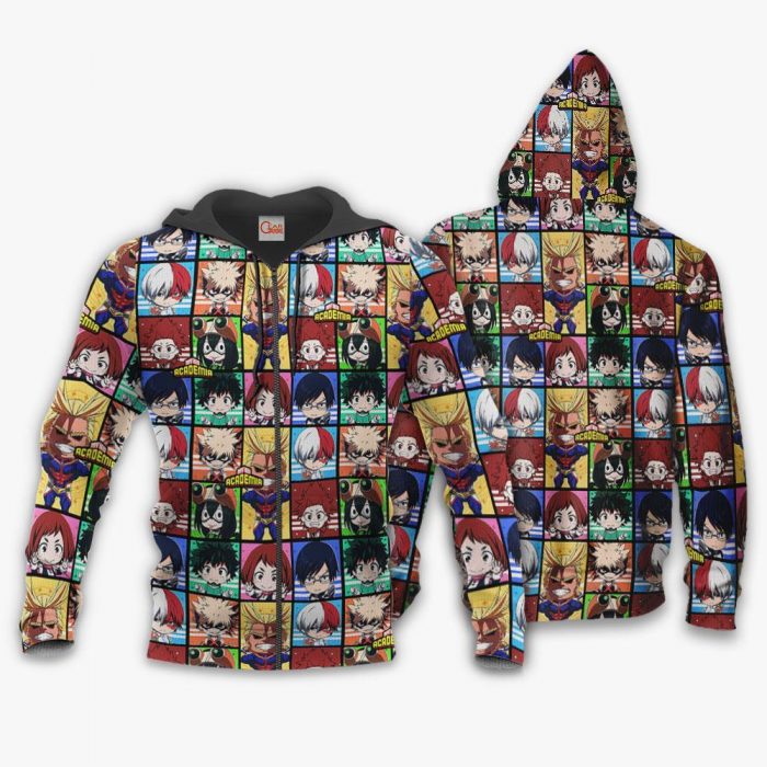 1027 AOP My Hero Academia Characters VA 1 Zip hoodie font and back n 1 Zip hoodie font and back n - My Hero Academia Store