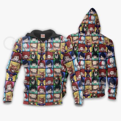 1027 AOP My Hero Academia Characters VA 2 hoodie font and back - My Hero Academia Store