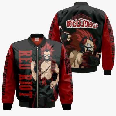 1201 AOP My Hero Academia Characters VA Eijiro Kirishima Red Riot 4 Bomber jacket front and back - My Hero Academia Store