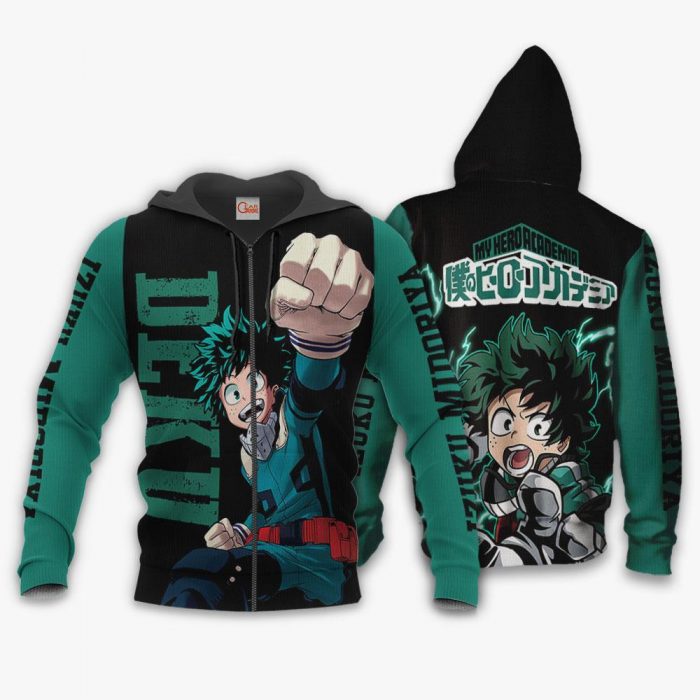 1201 AOP My Hero Academia Characters VA Izuku Midoriya 1 Zip hoodie font and back n - My Hero Academia Store