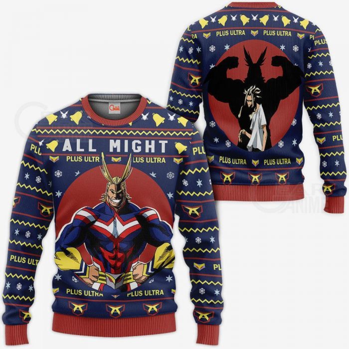 all might ugly christmas sweater my hero academia anime xmas shirt gearanime - My Hero Academia Store