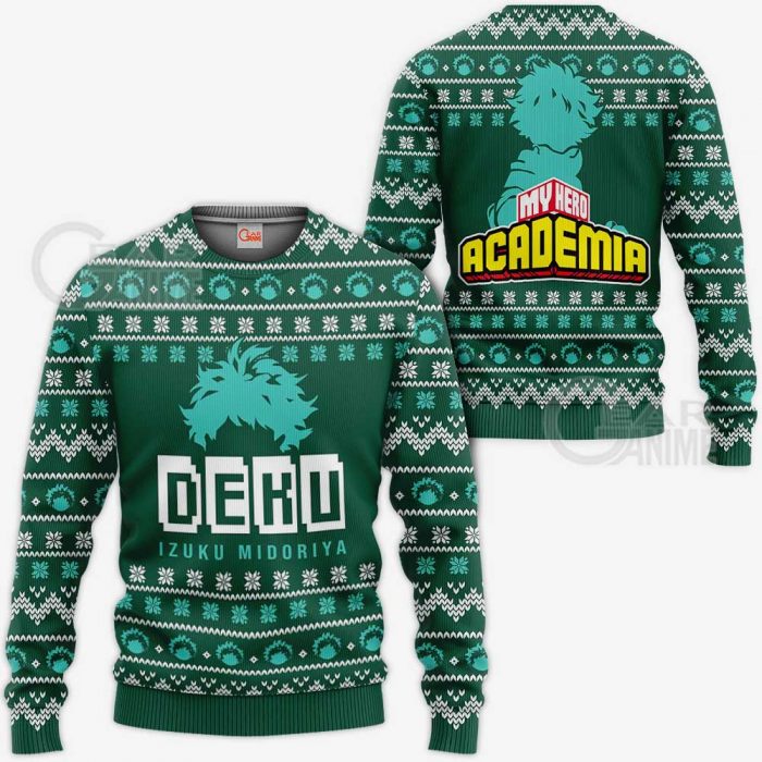 izuku midoriya ugly christmas sweater deku my hero academia xmas shirt gearanime - My Hero Academia Store