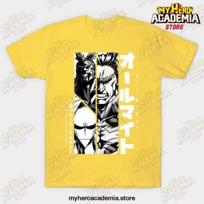 All Might Mha Design T-Shirt Yellow / S
