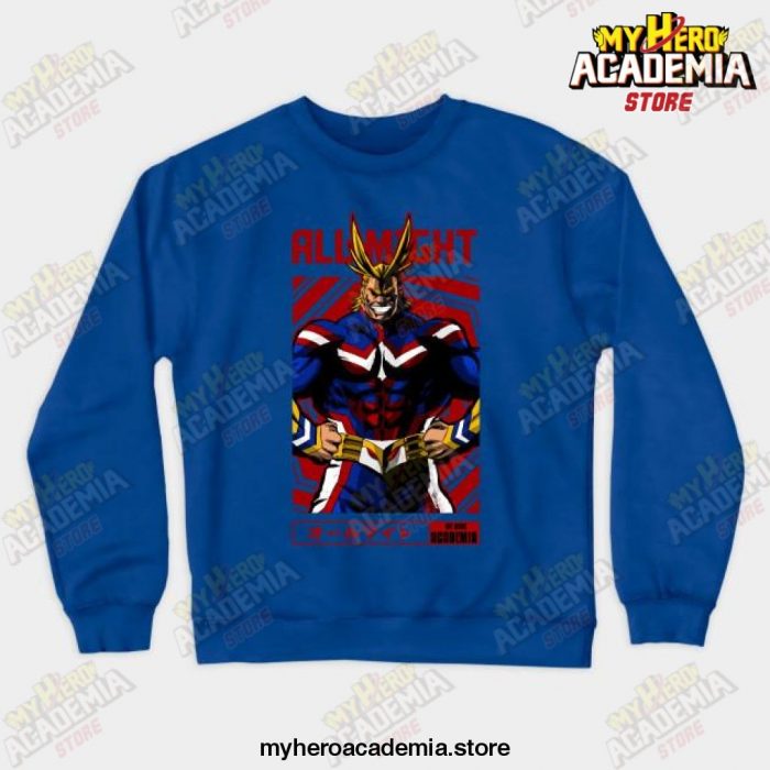 All Might My Hero Academia Anime Design Crewneck Sweatshirt Blue / S