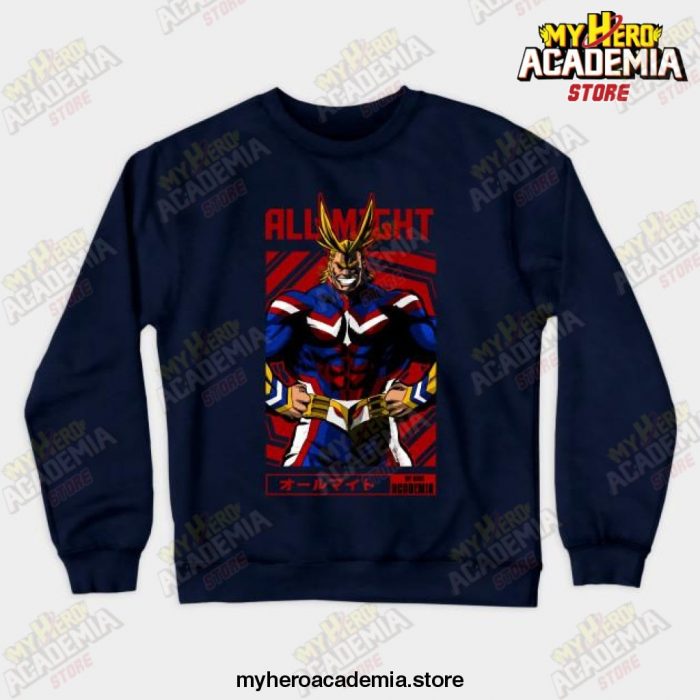 All Might My Hero Academia Anime Design Crewneck Sweatshirt Navy Blue / S
