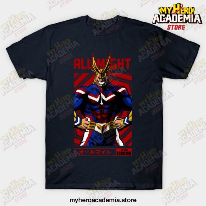 All Might My Hero Academia Anime Design T-Shirt Navy Blue / S