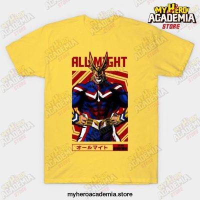 All Might My Hero Academia Anime Design T-Shirt Yellow / S