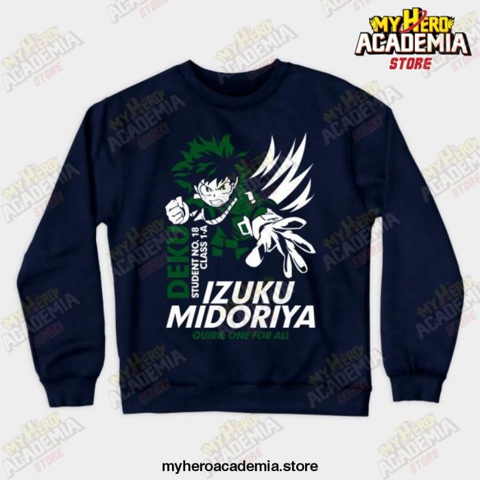 Boku No Hero Academia - Izuku Midoriya Deku Crewneck Sweatshirt Navy Blue / S