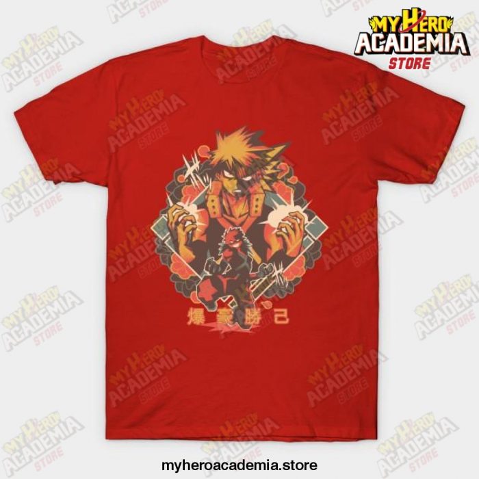 Floral Katsuki Bakugo T-Shirt Red / S