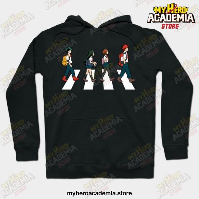 Mha Hero Road Hoodie Black / S