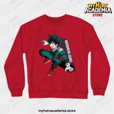 Midoriya Izuku Deku Bnha Crewneck Sweatshirt Red / S