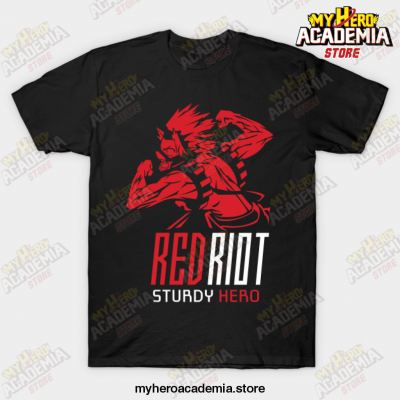 Red Riot Kirishima Eijiro Anime T-Shirt Black / S