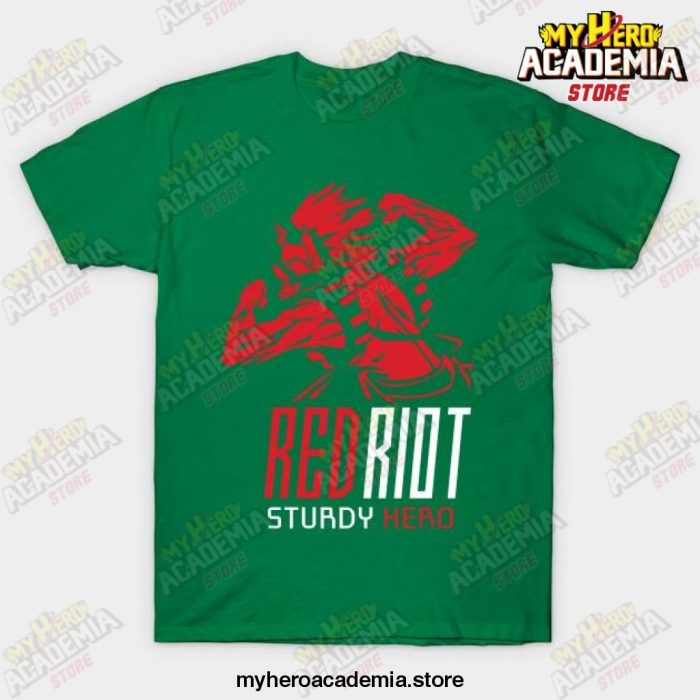 Red Riot Kirishima Eijiro Anime T-Shirt Green / S