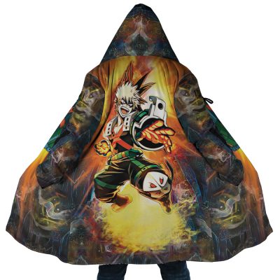 Blazing Bakugo My Hero Academia AOP Hooded Cloak Coat MAIN Mockup - My Hero Academia Store