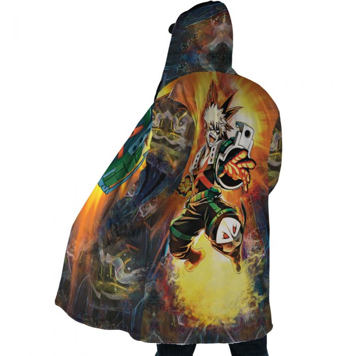 Blazing Bakugo My Hero Academia AOP Hooded Cloak Coat SIDE Mockup - My Hero Academia Store
