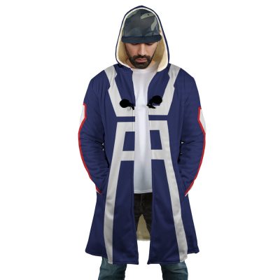 Gym Suit My Hero Academia Hooded Cloak Coat FRONT Mockup - My Hero Academia Store