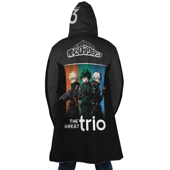 Trio MHA AOP Hooded Cloak Coat BACK Mockup - My Hero Academia Store