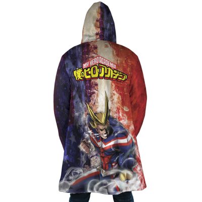 Trippy All Might MHA AOP Hooded Cloak Coat BACK Mockup 1 - My Hero Academia Store