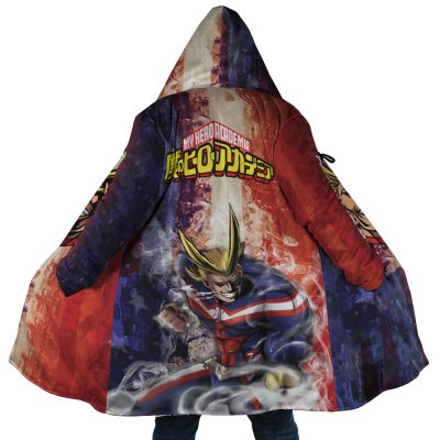 Trippy All Might MHA AOP Hooded Cloak Coat MAIN Mockup 1 - My Hero Academia Store