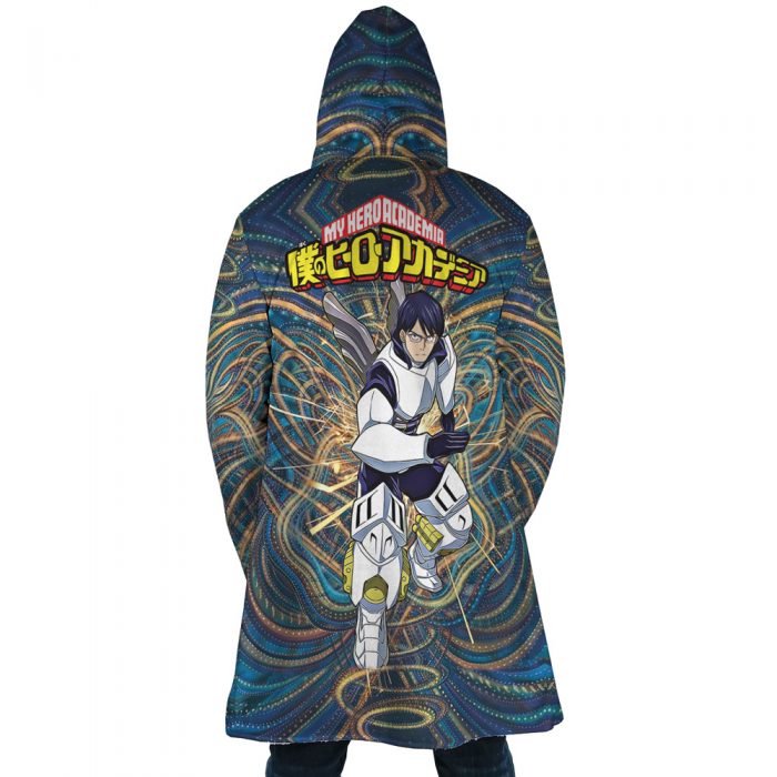 Trippy Engine Ida Tenya My Hero Academia AOP Hooded Cloak Coat BACK Mockup - My Hero Academia Store