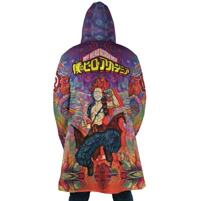 Trippy Kirishima Red Riot MHA AOP Hooded Cloak Coat BACK Mockup - My Hero Academia Store