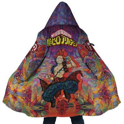 Trippy Kirishima Red Riot MHA AOP Hooded Cloak Coat MAIN Mockup - My Hero Academia Store