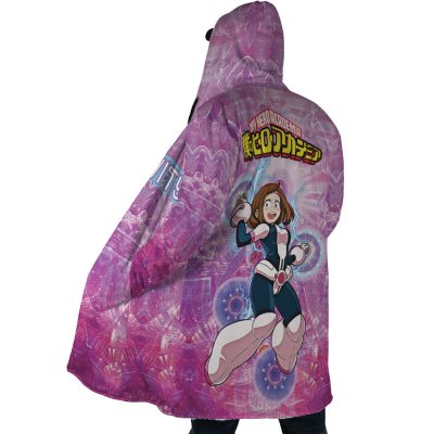 Trippy Uraraka Ochako MHA AOP Hooded Cloak Coat SIDE Mockup - My Hero Academia Store