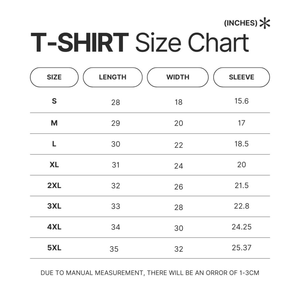 T shirt Size Chart - My Hero Academia Store